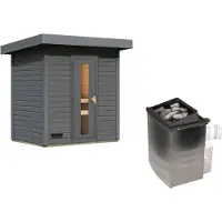 Karibu Saunahaus 38mm Melo 1 Ofen 9 kW integr. Strg terragrau