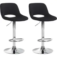 CLP 2er Set Barhocker Camden Samt drehbar und höhenverstellbar | schwarz Farbe schwarz Material Gestell Metall in Chromoptik