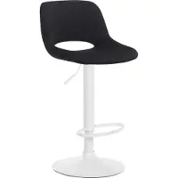 CLP Barhocker Camden Samt drehbar und höhenverstellbar | Farbe schwarz Material Gestell Metall matt weiss