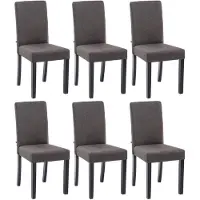 CLP 6er Set Esszimmerstuhl Ina Stoffbezug mit Holzgestell dunkelgrau Gestell Farbe schwarz