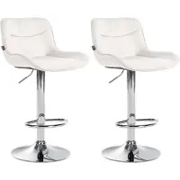 CLP 2er Set Barhocker Vonore Samt, Höhenverstellbar Und 360 Grad Drehbar creme Gestell Farbe chrom