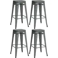 CLP 4er Set Metall Barhocker Fletcher stapelbar grau