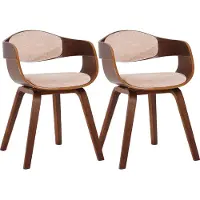 CLP 2er Set Stühle Kingston Stoff mit Polsterung und robustem Holzgestell walnuss/creme Gestell Farbe walnuss