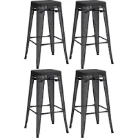 CLP 4er Set Metall Barhocker Fletcher stapelbar schwarz