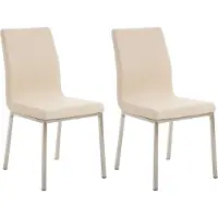 CLP 2er Set Esszimmerstühle Colmar Stoff Edelstahlgestell creme
