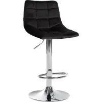 CLP Barhocker Jerry Samt höhenverstellbar und 360 drehbar | Farbe schwarz Gestell Farbe chrom