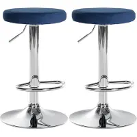 CLP 2er Set Barhocker Ponte Samt höhenverstellbar und drehbar blau Material Gestell Metall in Chromoptik