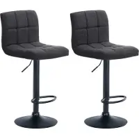 CLP 2er Set Barhocker Calma Stoff drehbar und höhenverstellbar dunkelgrau Material Gestell Metall matt schwarz