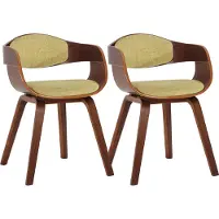 CLP 2er Set Stühle Kingston Stoff mit Polsterung und robustem Holzgestell walnuss/hellgrün Gestell Farbe walnuss