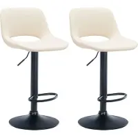 CLP 2er Set Barhocker Camden Kunstleder drehbar und höhenverstellbar | creme Farbe creme Material Gestell Metall matt schwarz