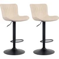 CLP 2er Set Barhocker Linus höhenverstellbar und 360 drehbar creme Material Kunstleder