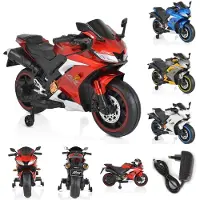 Moni Kinder Elektromotorrad Motocross MP3-Funktion Bluetooth Stützräder Lichter rot