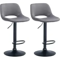 CLP 2er Set Barhocker Camden Samt drehbar und höhenverstellbar | dunkelgrau Farbe dunkelgrau Material Gestell Metall matt schwarz