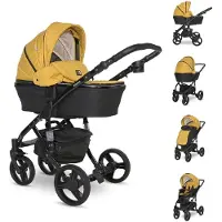 Lorelli Kinderwagen Rimini Premium Sportsitz Tragewanne Moskitonetz verstellbar gelb