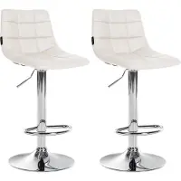 CLP 2er Set Barhocker Jerry Kunstleder höhenverstellbar und 360 drehbar weiß Gestell Farbe chrom