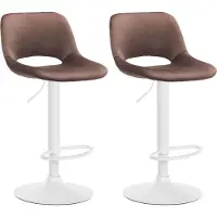 CLP 2er Set Barhocker Camden Samt drehbar und höhenverstellbar | braun Farbe braun Material Gestell Metall matt weiss