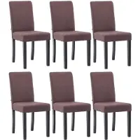 CLP 6er Set Esszimmerstuhl Ina Stoffbezug mit Holzgestell braun Gestell Farbe schwarz