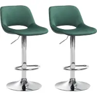 CLP 2er Set Barhocker Camden Samt drehbar und höhenverstellbar | grün Farbe grün Material Gestell Metall in Chromoptik