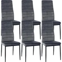 CLP 6er Set Esszimmerstühle Mayfair gepolstert mit Metallgestell grau Material Samt