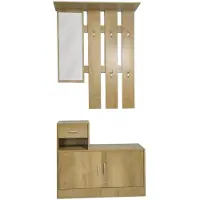HTI Garderobe Thekla, Garderobenpaneel mit Spiegel (90x116x22cm) und Schrank (90x75x24cm)