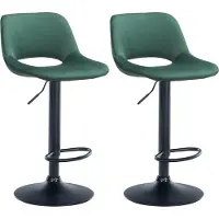 CLP 2er Set Barhocker Camden Samt drehbar und höhenverstellbar | grün Farbe grün Material Gestell Metall matt schwarz