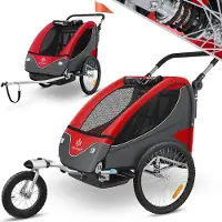 Kesser Kinderanhänger Fahrradanhänger 360° drehbar mit Federung, 2in1 Jogger, für 1-2 Kinder