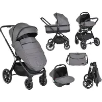 Cangaroo Christiano Dunkelgrau 3-in-1 Kinderwagen inkl. i-Size Autositz 110921