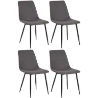 CLP 4er Set Esszimmerstühle mit Metallgestell dunkelgrau
