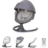 Chipolino Babywippe Brida, Fernbedienung Moskitonetz, Kissen, Plüschtiere, Timer grau