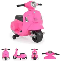 Moni Kinder Elektromotorrad Vespa GTS Super Sport, Roller, Frontleuchten, Hupe pink