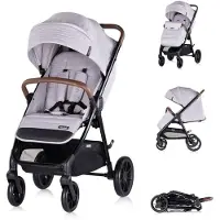Chipolino Kinderwagen Ultera Buggy klappbar Korb Federung Hinterradbremse Gurt grau