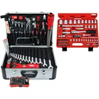 FAMEX 729-17 Werkzeugkoffer PROFESSIONAL, 175-tlg., Komplett Set mit Werkzeug Satz und Steckschlüsselsatz