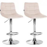 CLP 2er Set Barhocker Jerry Samt höhenverstellbar und 360 drehbar beige Gestell Farbe chrom