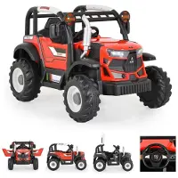 Moni Kinder-Elektro Traktor Harvest Fernbedienung, Hupe, Lichter, Musik, MP3 rot