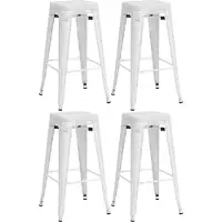 CLP 4er Set Metall Barhocker Fletcher stapelbar | Farbe weiß