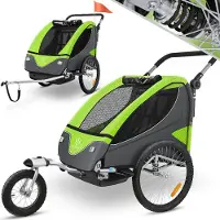 Kesser Kinderanhänger Fahrradanhänger 360° Drehbar mit Federung 2in1 Joggerfunktion Kinderfahrradanhänger + 5-Punkt Gurt Jogger Fahrrad Anhänger für 1 bis 2 Kinder max. 40kg