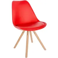 CLP Besucherstuhl Esszimmerstuhl Sofia Kunstlederbezug und hochwertiger Polsterung rot Gestell Farbe natur (rund)