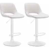 CLP 2er Set Barhocker Camden Stoff drehbar und höhenverstellbar | creme Farbe creme Material Gestell Metall matt weiss