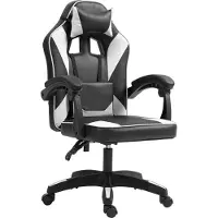 CLP Bürostuhl Orkney Kunstleder Ergonomischer Stuhl mit Lenden und Nackenkissen | Farbe schwarz/weiß
