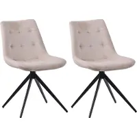 CLP 2er Set Esszimmerstuhl Merna schwenkbar und gepolstert creme Material Samt