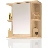 Aileenstore Spiegelschrank Mykonos Badmöbel Bad Spiegel Wandmontage Medizinschrank 66cm, Farbe wählen:Sonoma Weiß