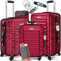 Kesser 3tlg. Hartschalenkofferset Hartschalenkoffer Reisekoffer Set Reisekofferset Trolley Koffer Inkl. Kofferwaage + Gepäckanhänger Rollkoffer Schloss 4 Rollen ABS-Hartschale Teleskopgriff M-L-XL