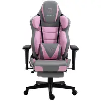 Trisens Chair Racing Chefsessel mit Sportsitz und ergonomsichen 4D-Armlehnen Schreibtischstuhl Drehstuhl,Farbe:Hellgrau / Rosa