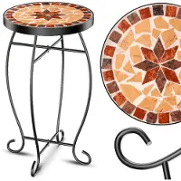 Kesser Mosaiktisch Bistrotisch Blumenhocker Rund 60x34cm Metall Mosaik Beistelltisch Balkontisch Gartentische Terrassentisch Balkon Steinmosaik Garten Gartentisch Indoor Outdoor