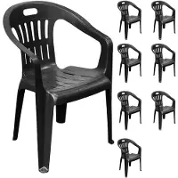 Mojawo 8er Stapelstuhl Bistrostuhl Gartenstuhl Anthrazit Kunststoff