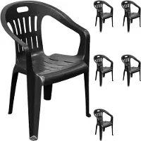 Mojawo 6er Stapelstuhl Bistrostuhl Gartenstuhl Anthrazit Kunststoff