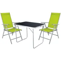 Mojawo 3-tlg Camping Set Gartenmöbel Campingtisch + 2 Campingstuhl Limegrün
