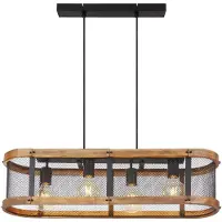 Etc-shop Hängelampe Holzleuchte, Rustikal, Holz schwarz braun, 4xE27