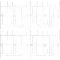 DELUKE Gartenzaun LINUS 4er Set Antik - 124x1x116cm, Metall, Weiß | Steckzaun Element Rankzaun Eisen