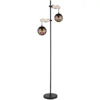 Etc-shop Stehleuchte, Metall, Holz, Glas amber, H 168cm